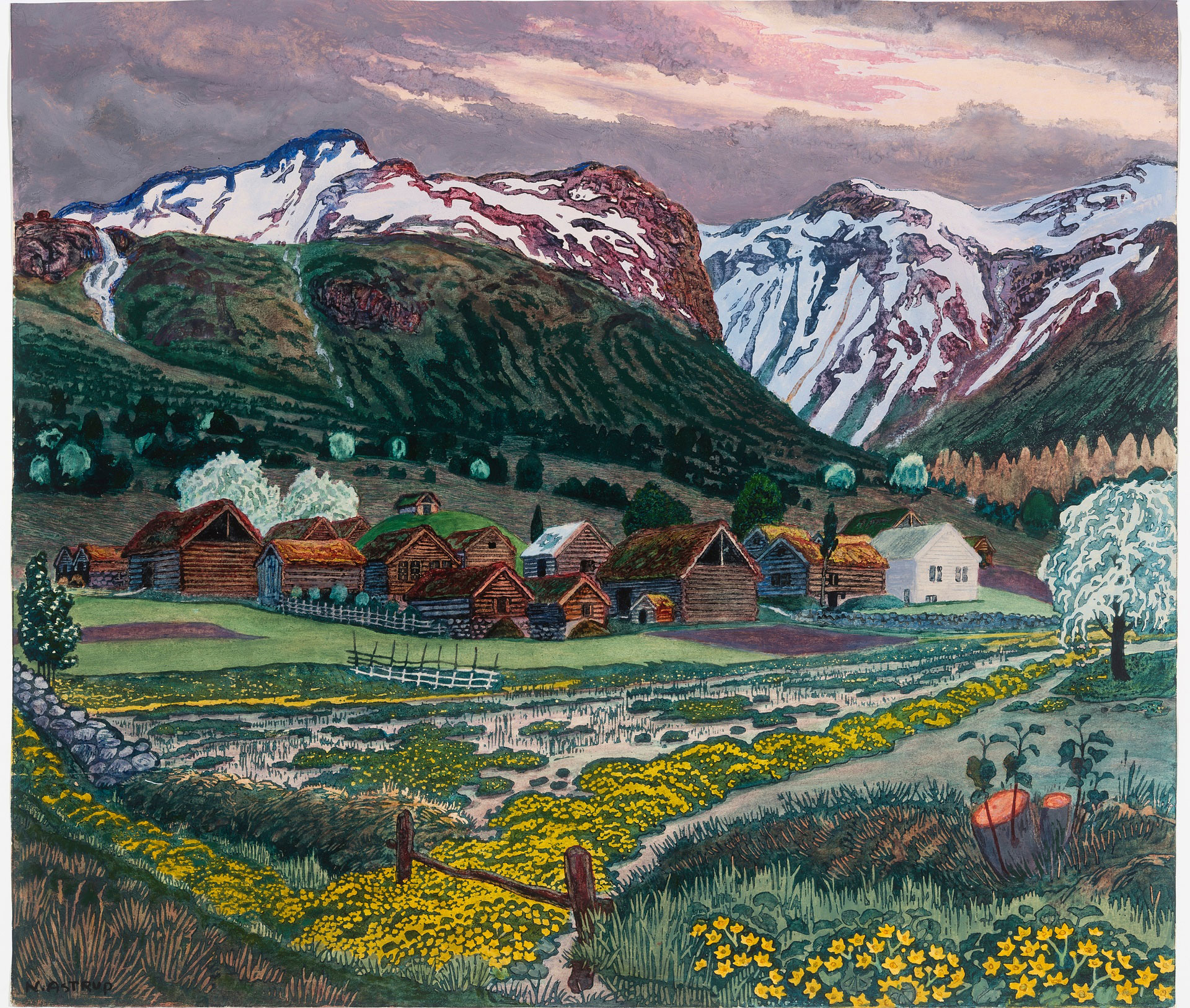 Marsh Marigold Night, vers 1915, par Nikolai Astrup.